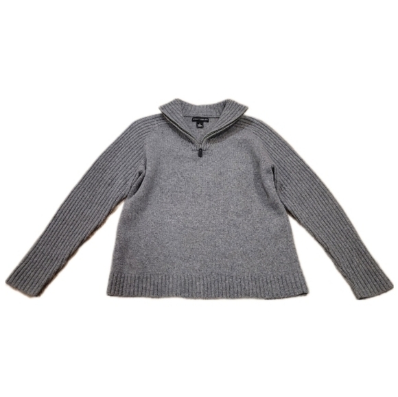 Newton Trading Company Men's grey quarter zip 100% Lambswool sweater size L - Picture 1 of 8